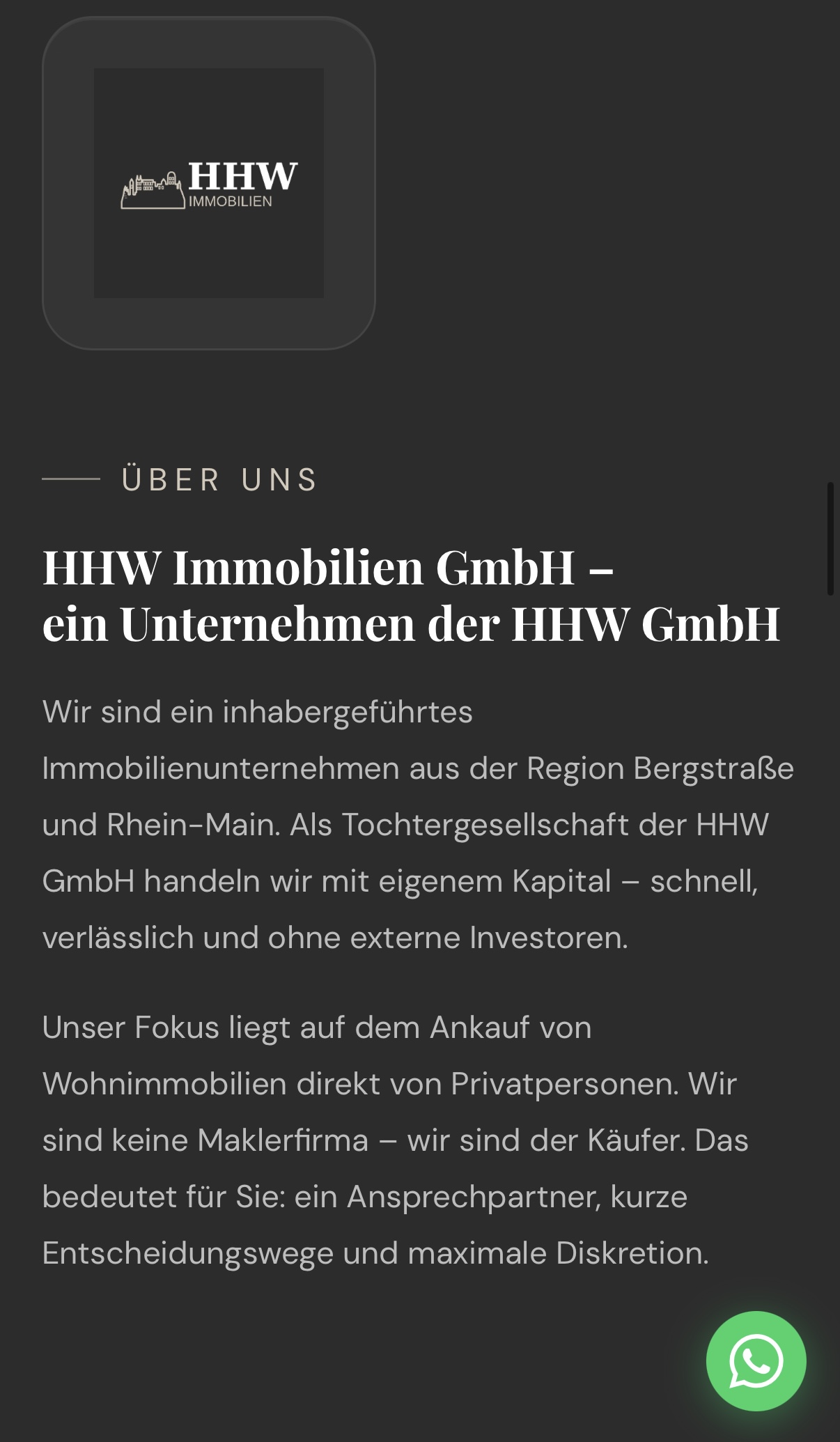 HHW Immobilien Website